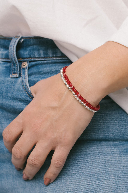 Past & Present Bracelet- Garnet Red